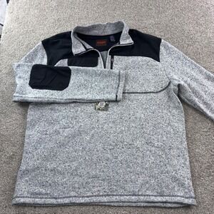 CQR Mens XL Gray Black Quarter Zip Fleece Pullover Jacket Winter Gorpcore Casual